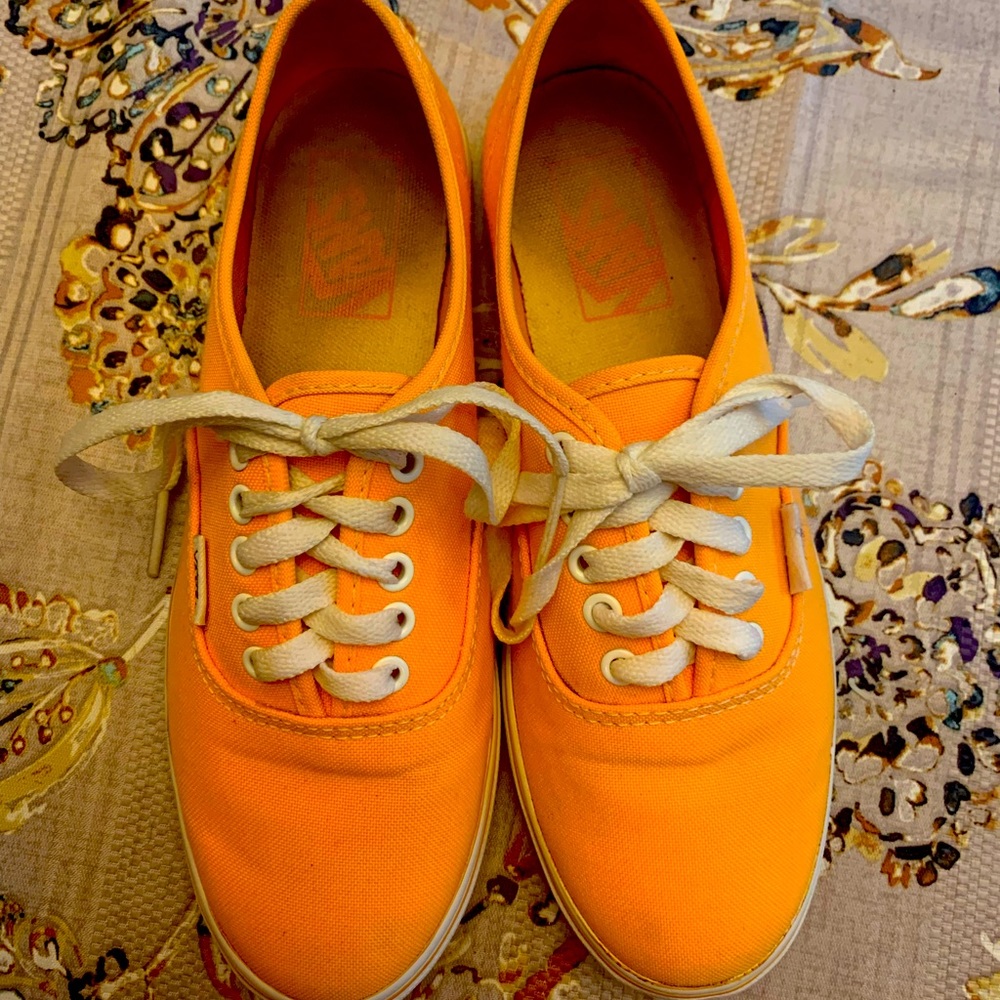 Vans shoes.  Orange/tangerine.  Women 7, Men 5.5.